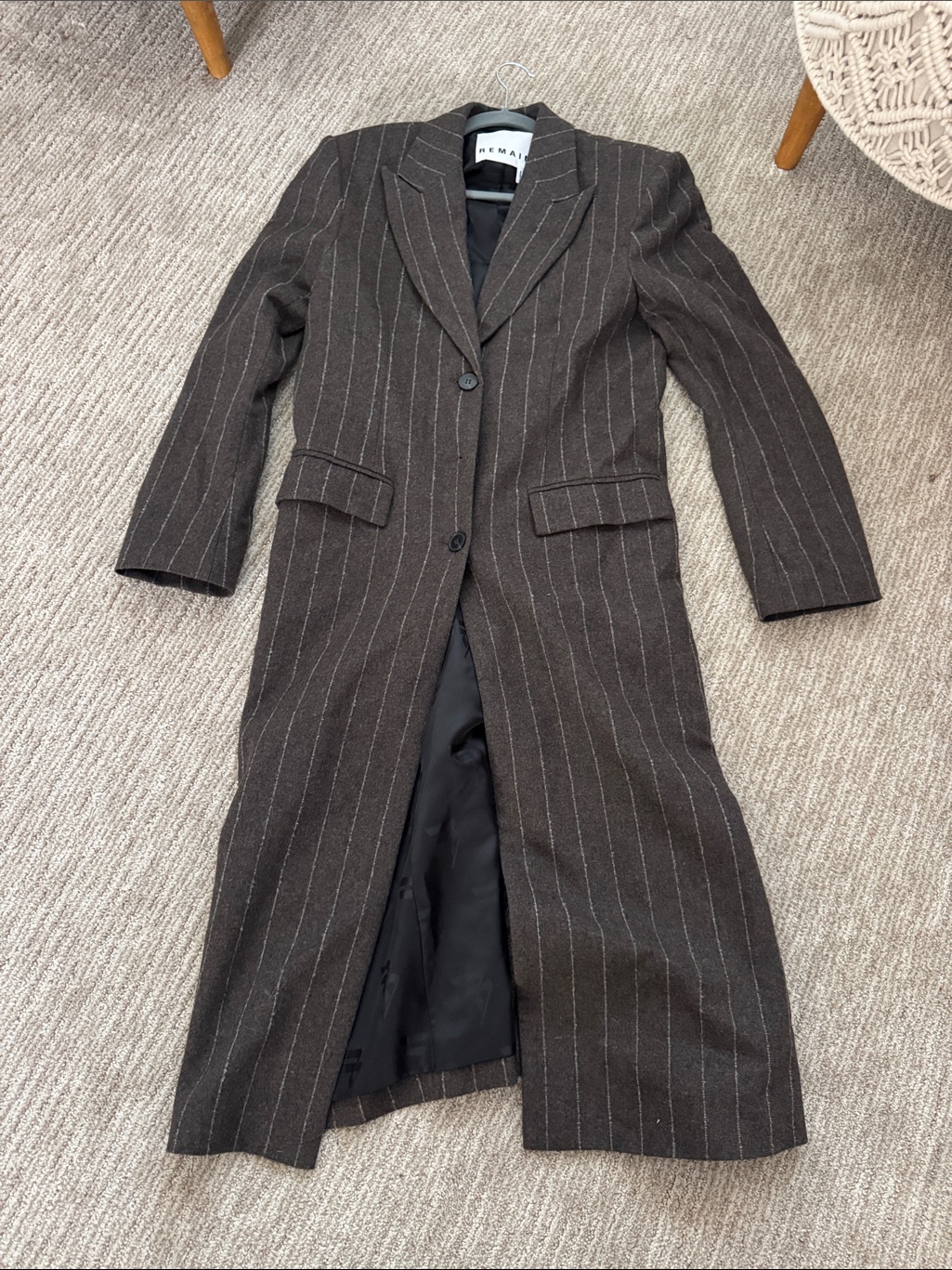 Remain Simra Pinstriped Wool-Blend Coat